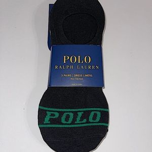 Polo Ralph Lauren Dress Liner No-Show Ankle Socks black green gray 3 pairs NWT